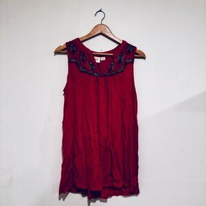 Anthropologie Maeve Tank Top with Embroidered Design Size Small